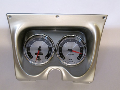 67-68 Camaro 2-Hole Brushed Aluminum Classic Dash with American Muscle Autometer 5" Speedo & Tach